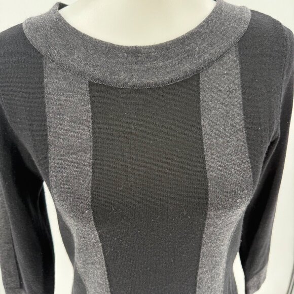 Antonio Melani XS Black & Gray Sweater Dress 100% Merino Wool 3/4 Sleeves - Picture 3 of 8